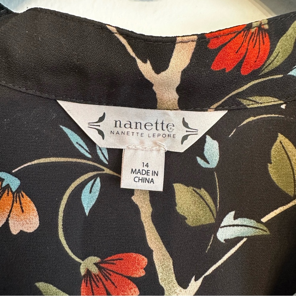 Nanette Lepore Black Floral Long Sleeve Dress - Picture 6 of 8